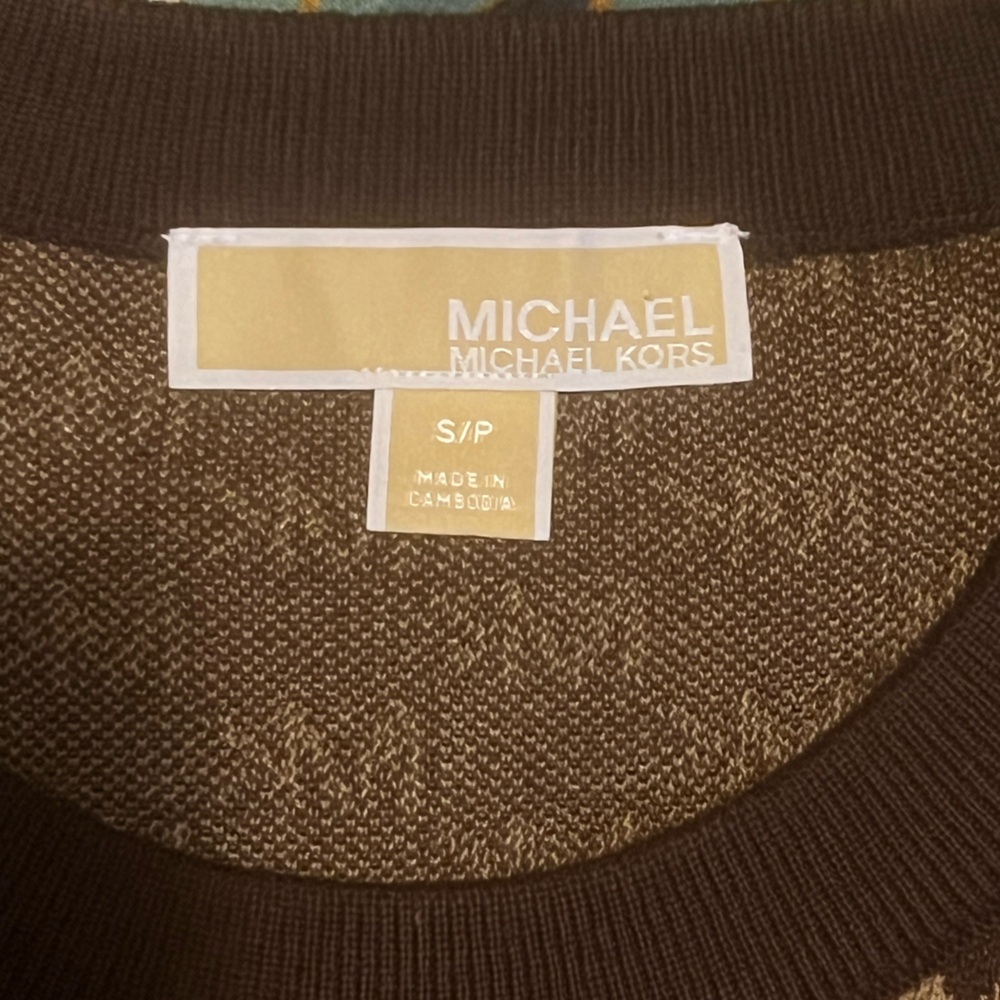 Michael Michael Kors MK Monogram Knit Sweater | Size S | Saddle Brown | NWT - Picture 6 of 6